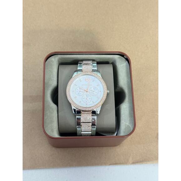 Michael Kors MK6827 Tibby White Chronograph Glitz Dial Two Tone Rose - Picture 2 of 5